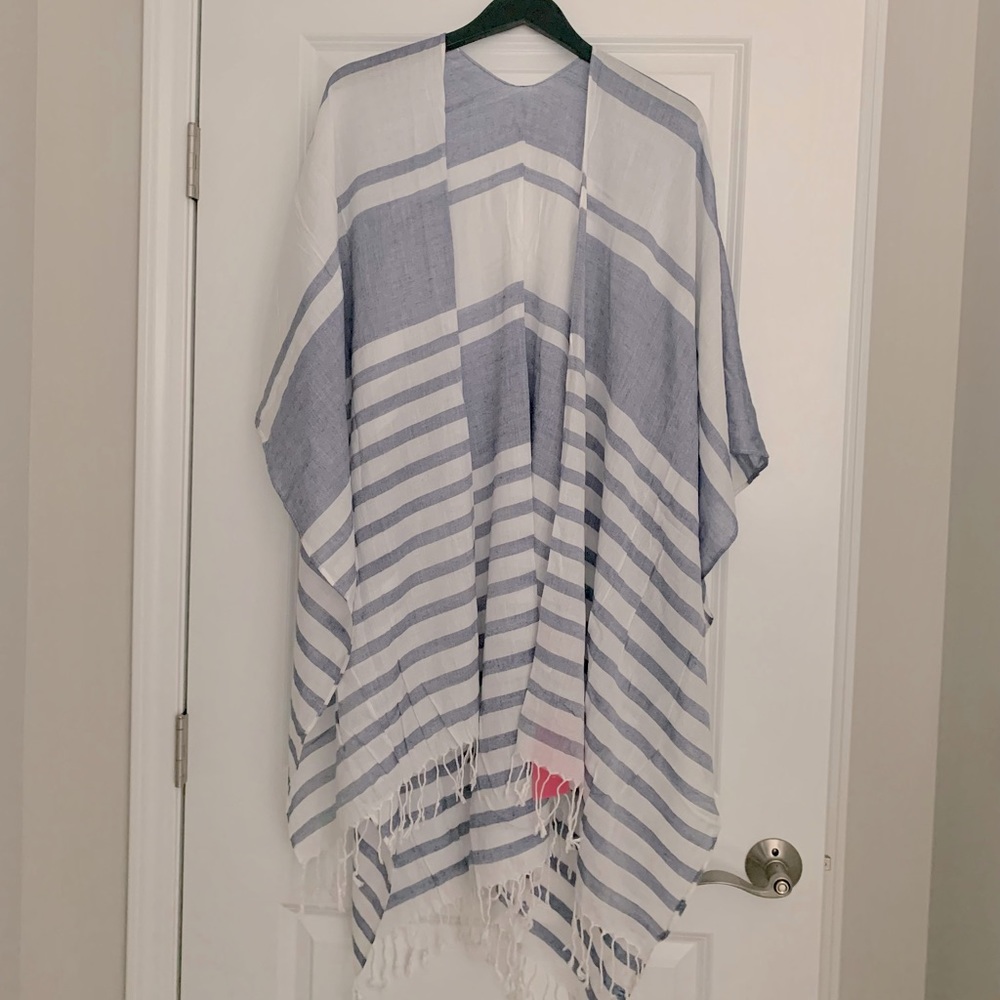 Isaac Mizrahi Blue/White Stripe Kimono